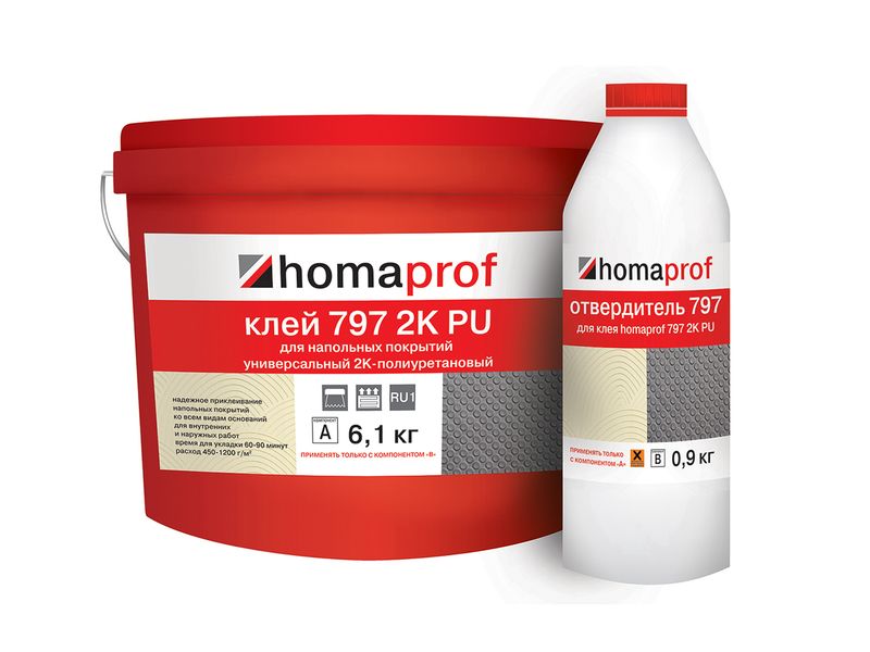 Клей для резиновых покрытий Homakoll 797 2K PU (6,09+0,91)